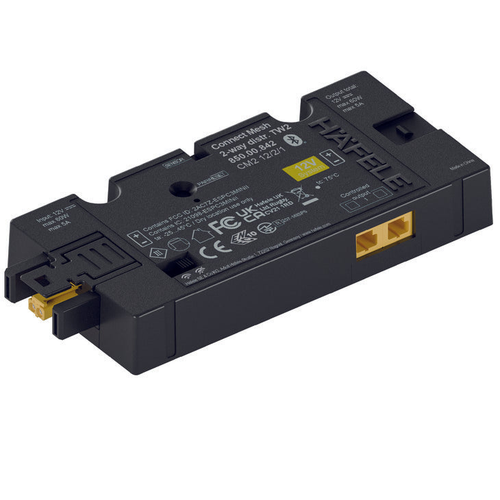 Hafele 850.00.842 Connect Mesh 2-Way Distributor, Häfele Connect Mesh, 2-pin (multi-white 2-wire technology) 12V, switchable wired-wireless switching