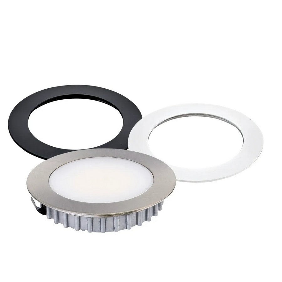 Tresco L-OPDM-24R30K-NBW-1 OptiPockit Dimmable, 24VDC Round, 3W, 3000K, with Nickel, White and Black Trim Rings