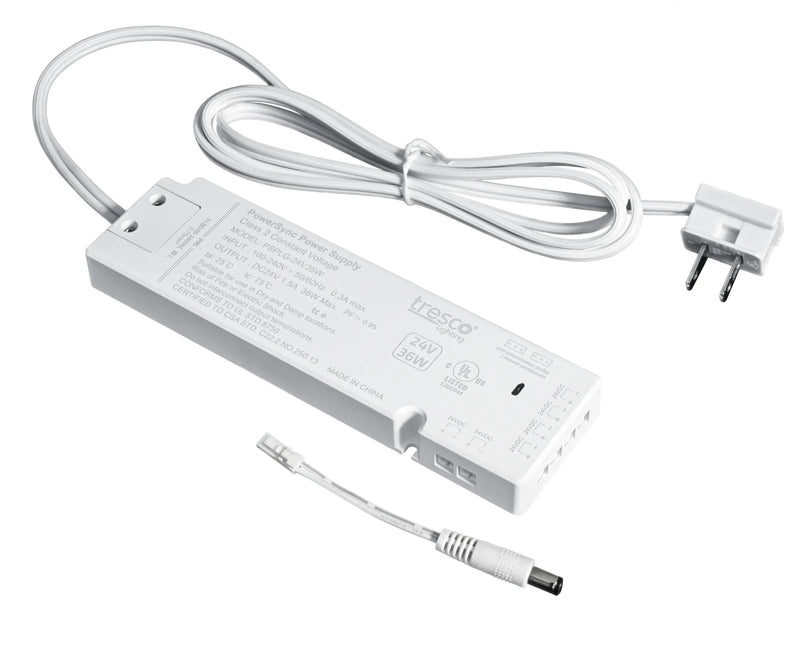 Tresco PowerSync 24VDC Plug-in Power Supply, 24 Volt 36 Watt Power Supply with 6 MINI Ports - L-PSPLG-24V36W-1