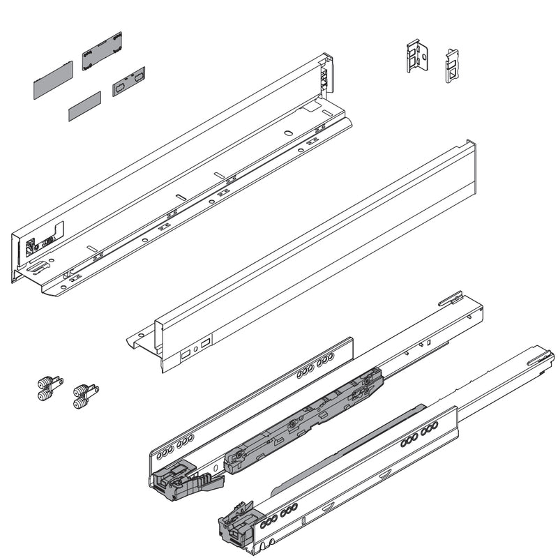 Blum LEGRABOX N Height (2-5/8") V1 Packaging Set - 22" (550mm) - 125lb - Silk White (SW-M) - 770N55S0S