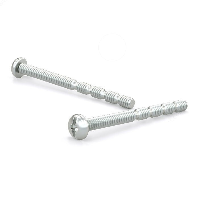 Break-Away Zinc Plated Machine screw, Pan Head, Combined Pozi Slot Drive, M4, Type B Point - M4 x 2" - Box of 300 - PPMZM42J