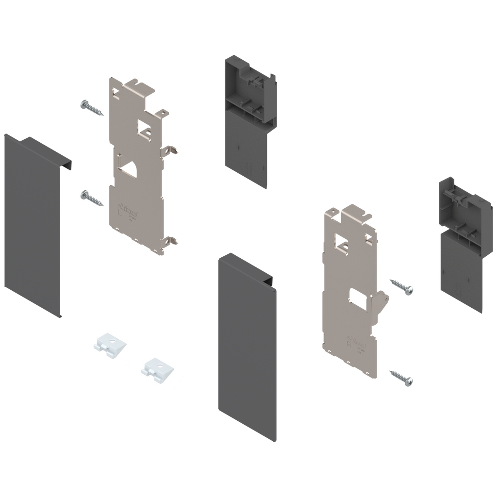 Blum LEGRABOX Interior Roll-out Front Fixing Bracket Set - K Height - Orion Gray (OG-M) - ZI7.0KS0