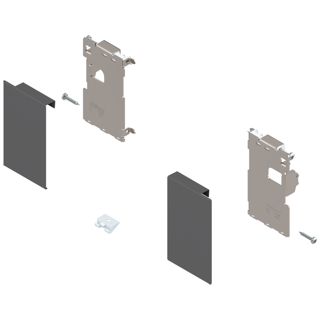 Blum LEGRABOX Interior Roll-out Front Fixing Bracket Set - M Height - Orion Gray (OG-M) - ZI7.0MS0