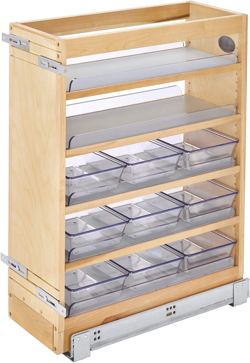 Rev-A-Shelf 448 Series Vanity Base Cabinet Organizer Pull-Out & 9 Polycarbonate Bins - 448-VC25SC-8