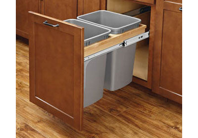 Rev-A-Shelf 4WCTM-BBSC Series Double 50 Qt Soft-Close Top Mount Trash Pullout - 4WCTM-2150BBSCDM-2