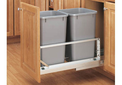 Rev-A-Shelf 5349 Series Double 35 Qt Trash Pullout - Silver - 5349-18DM-217