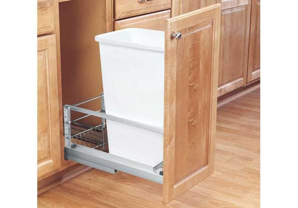 Rev-A-Shelf 5349 Series Single 50 Qt Trash Pullout - White - 5349-1550DM-1
