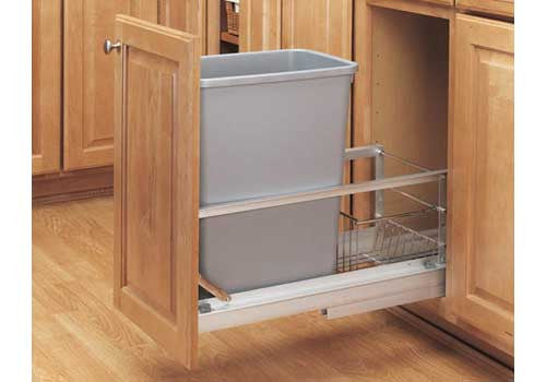 Rev-A-Shelf 5349 Series Single 35 Qt Trash Pullout - Silver - 5349-15DM-117
