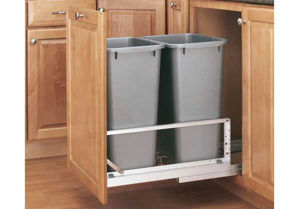 Rev-A-Shelf 5349 Series Double 50 Qt Trash Pullout - Silver - 5349-2150DM-217