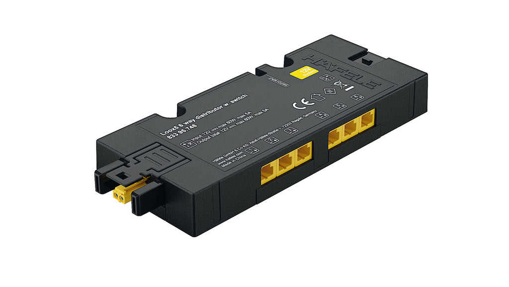 Häfele Loox5 Distributor, 6-way, box to box with switching function, 12 V - 833.95.748