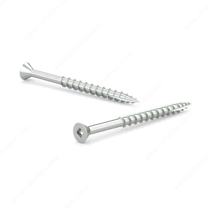 #8 x 2" Zinc Plated Wood Screw, Flat Head With Nibs, Square Drive, Coarse Thread, Type 17 Point - 1000 - FSCN17Z82PRM1