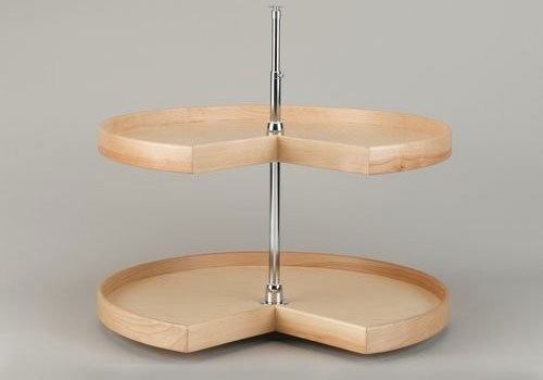 Rev-A-Shelf LD-4NW Kidney Shape Natural Wood 2 Shelf Corner Lazy Susan - 28" - LD-4NW-472-28-1