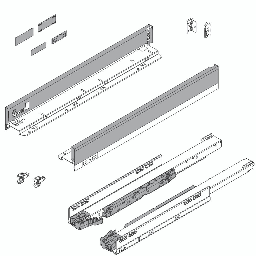 Blum LEGRABOX N Height (2-5/8") V1 Packaging Set - 22" (550mm) - 125lb - Orion Gray (OG-M) - 770N55S0S