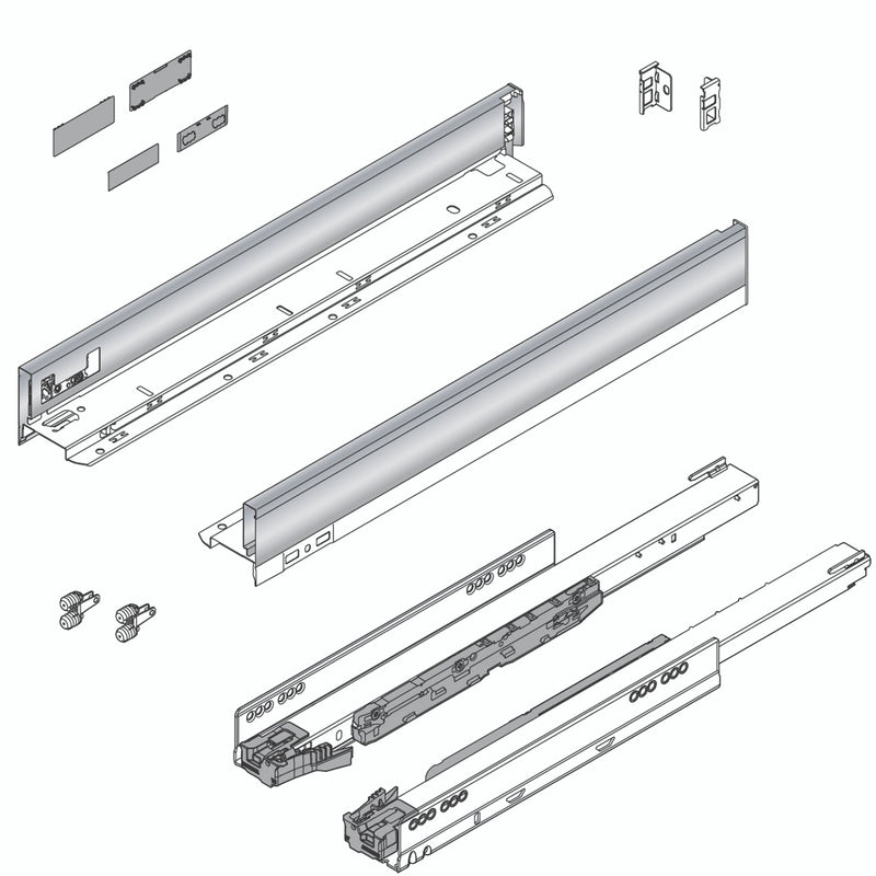 Blum LEGRABOX N Height (2-5/8") V1 Packaging Set - 18" (450mm) - 125lb - Stainless Steel (INGL) - 770N45S0I
