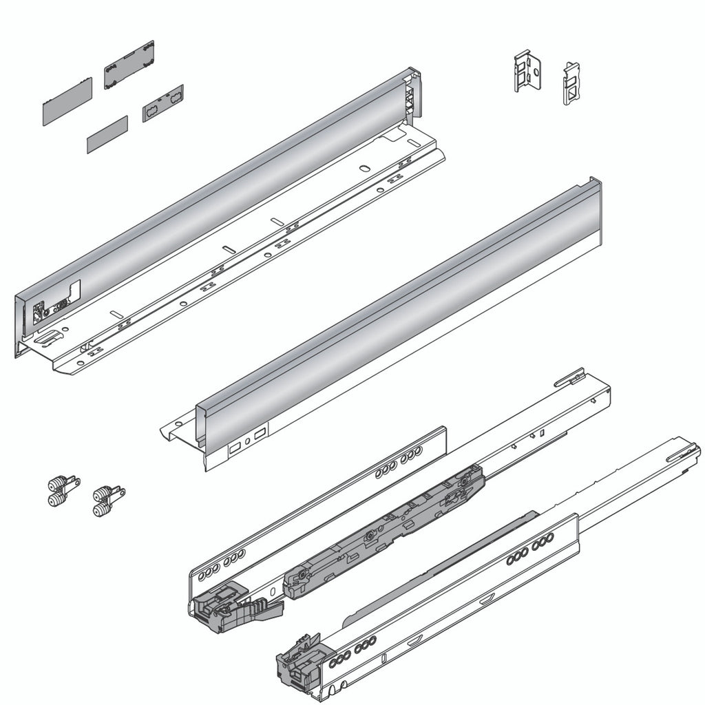 Blum LEGRABOX N Height (2-5/8") V1 Packaging Set - 20" (500mm) - 125lb - Stainless Steel (INGL) - 770N50S0I