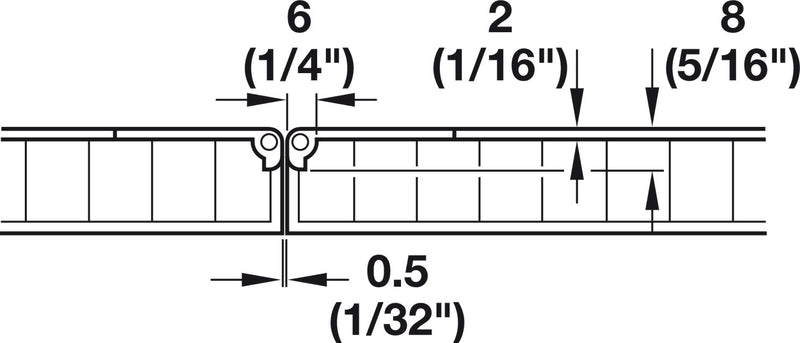 Hafele 341.32.708 Self-Supporting Hinge, for Folding and Sewing Machine Tables - Polished Nickel