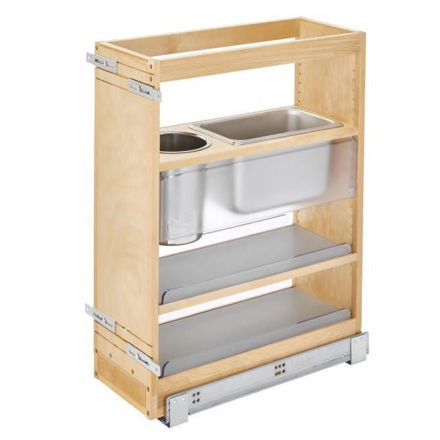 Rev-A-Shelf 8" W x 25" H Wood Pullout Vanity Grooming Organizer w/ Soft-Close Slide - 445-VCG25SC-8