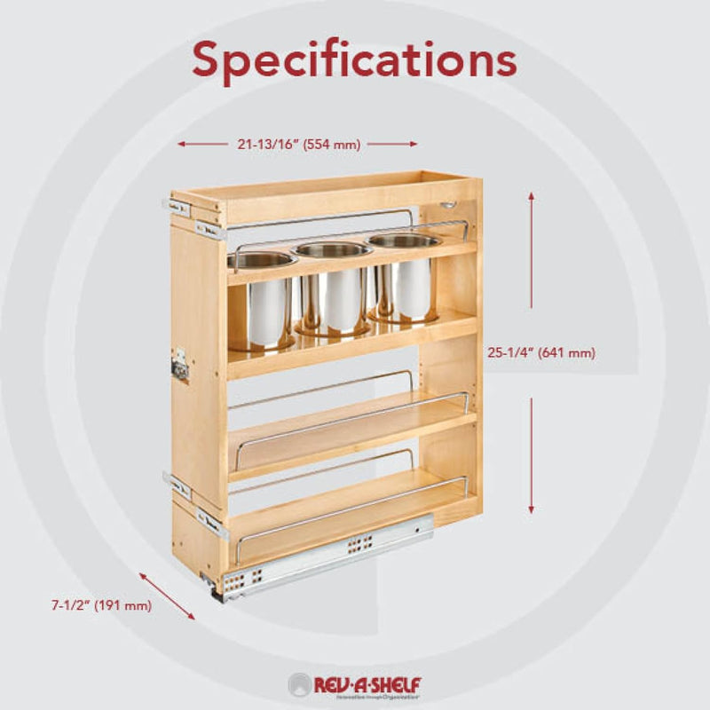 Rev-A-Shelf 449UT-BCSC-7C Side and Bottom Mount Base Utensil Pullout w/BLUMOTION Soft-Close