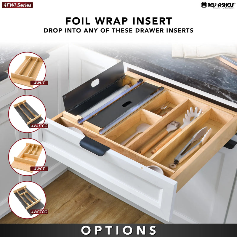 Rev-A-Shelf 16" Black Foil Wrap Insert w/ Sliding Cutting Blade - 4FWI-16-18-1