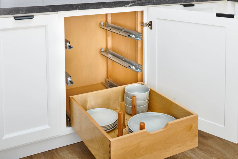 Rev-A-Shelf (4) 19-11/16" x 7/8" Wood Pilaster Uprights and (2) Pilaster Hardware sets -  4PIL-20-088-1