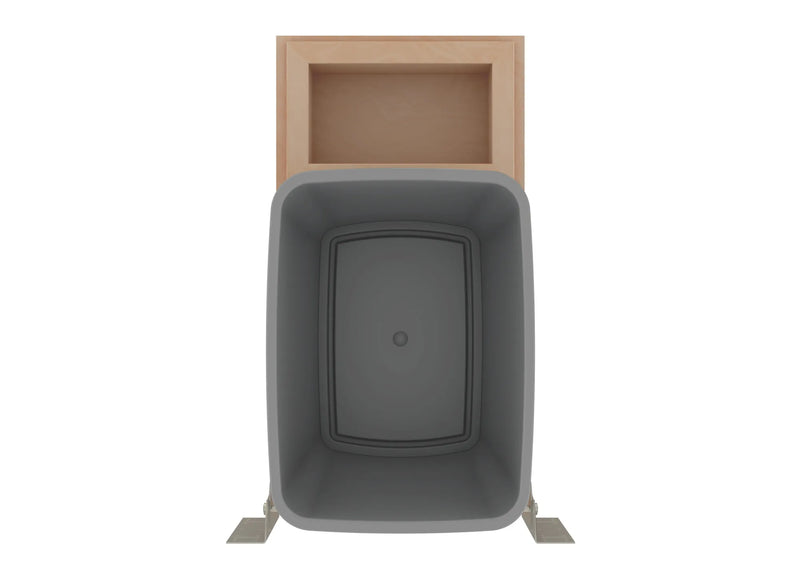 Rev-A-Shelf Single Metallic Silver 35 Qt. Maple Pullout Waste Container with Rev-A-Motion® Soft-Open/Soft-Close for 15" Base Cabinets - 4WCBM-15DM-1 - FREE DOMESTIC SHIPPING