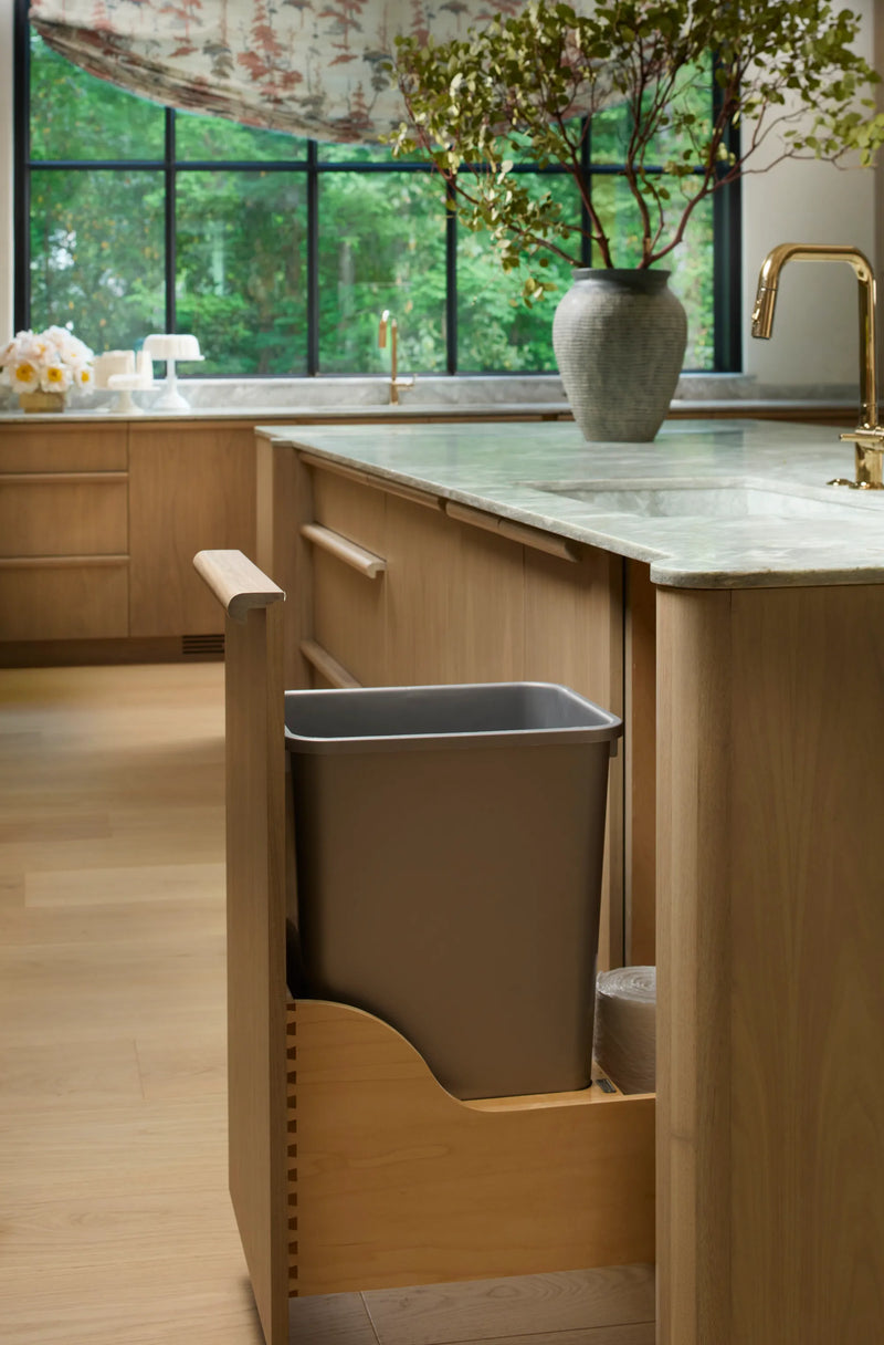 Rev-A-Shelf Single Metallic Silver 50 Qt. Maple Pullout Waste Container w/ Soft-Close for 15" Base Cabinets - 4WCSC-1550DM-1 - FREE DOMESTIC SHIPPING