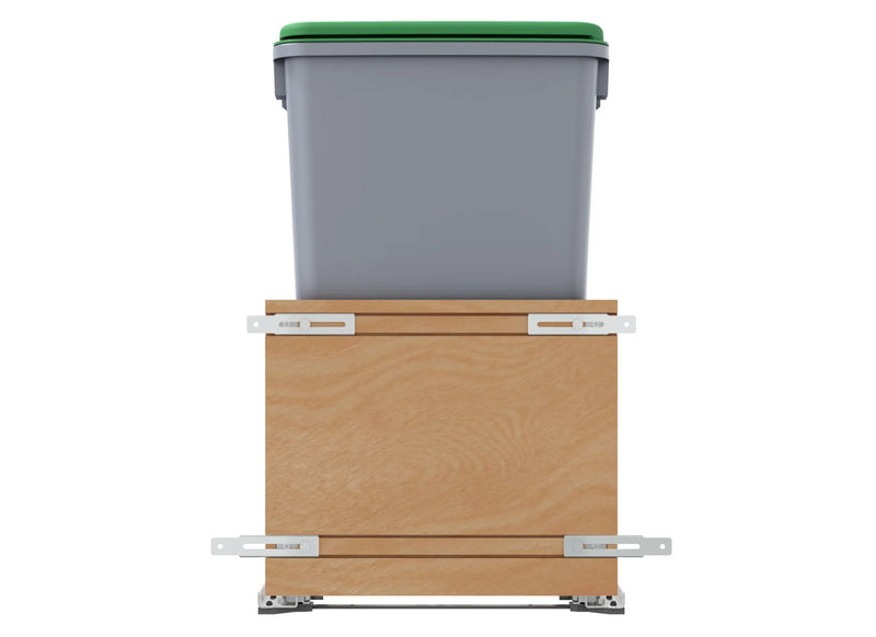 Rev-A-Shelf Double Metallic Silver 50 Qt. Maple Pullout Waste Container w/ Soft-Close and (1) Lid for 18" Base Cabinets - 4WCSC-1850DM-2 - FREE DOMESTIC SHIPPING