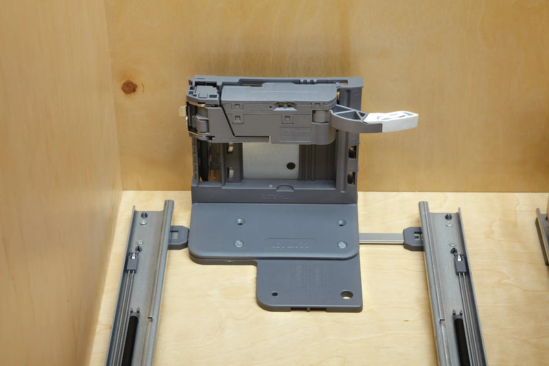 Rev-A-Shelf Natural Maple Bottom Mount Waste Pullout with Single Metallic Silver 35 qt. Waste Container w/ BLUMOTION Soft-Close and SERVO-DRIVE - 4WCSD-1535DM-1