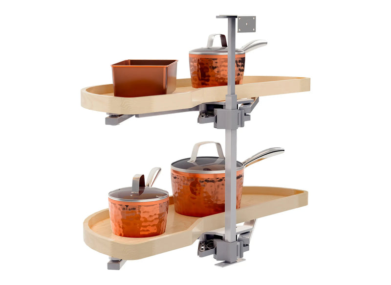 Rev-A-Shelf Maple Two-Tier Classic Girasolo w/ Soft-Close for 15" Left Opening/Blind Right Corner Cabinets 4WLS87-15-L