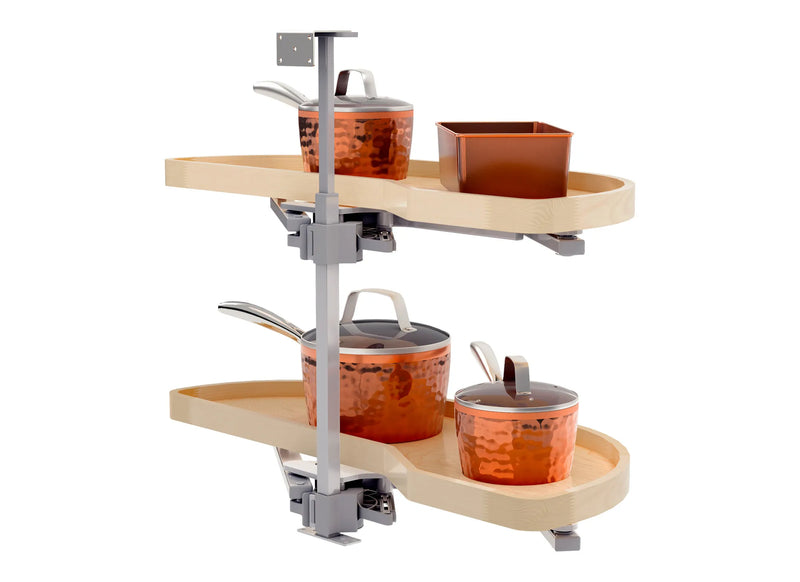 Rev-A-Shelf Maple Two-Tier Classic Girasolo w/ Soft-Close for 15" Right Opening/Blind Left Corner Cabinets 4WLS87-15-R