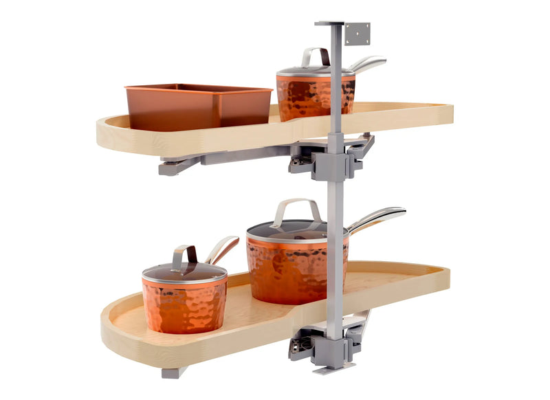 Rev-A-Shelf Maple Two-Tier Classic Girasolo w/ Soft-Close for 18" Left Opening/Blind Right Corner Cabinets 4WLS87-18-L