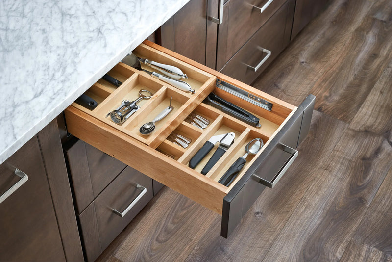 Rev-A-Shelf Natural Maple Tiered Cutlery Drawer w/BLUMOTION Soft-Close Slides for Frameless 18" Base - 4WTCD-419HFLSC-1 - FREE DOMESTIC SHIPPING