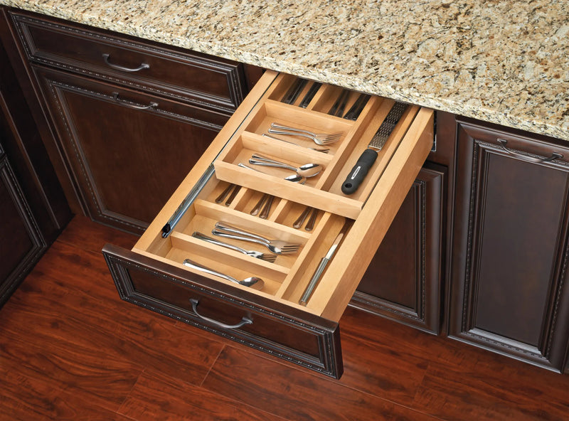 Rev-A-Shelf Natural Maple Tiered Cutlery Drawer w/BLUMOTION Soft-Close Slides for Frameless 18" Base - 4WTCD-419HFLSC-1 - FREE DOMESTIC SHIPPING
