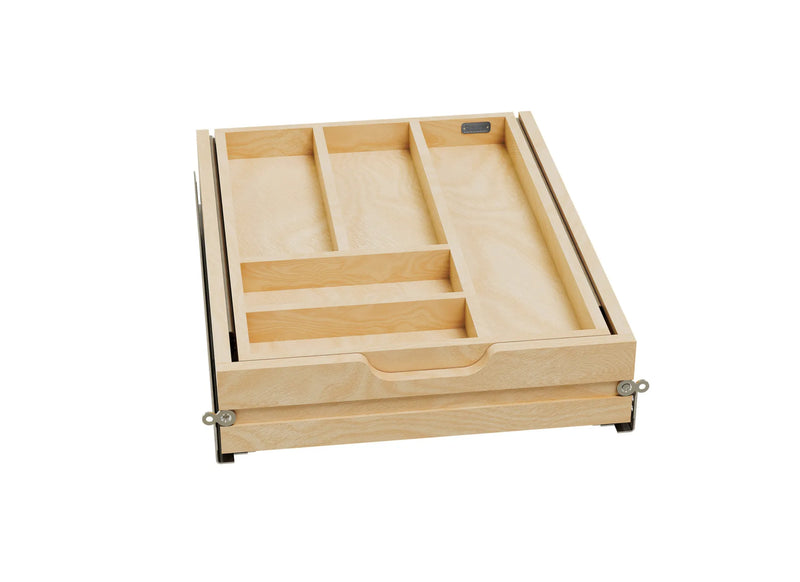 Rev-A-Shelf Natural Maple Tiered Cutlery Drawer w/BLUMOTION Soft-Close Slides for Frameless 18" Base - 4WTCD-419HFLSC-1 - FREE DOMESTIC SHIPPING