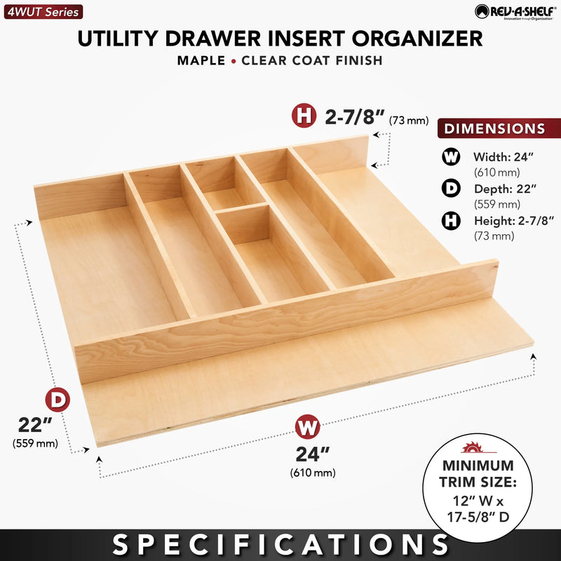Rev-A-Shelf 4WUT Series Trimmable Wood Utility Tray Insert - 4WUT-3