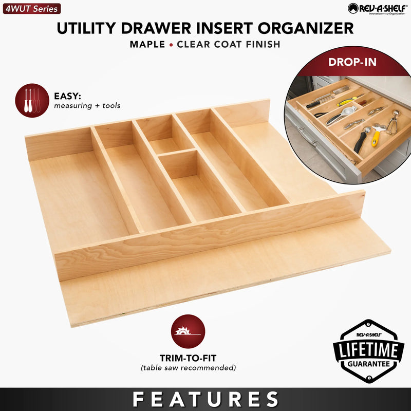 Rev-A-Shelf 4WUT Series Trimmable Wood Utility Tray Insert - 4WUT-3