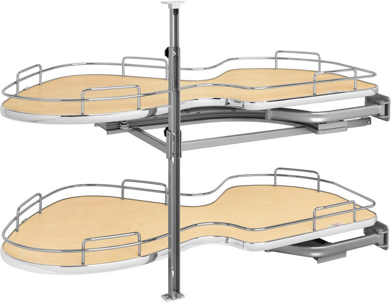 Rev-A-Shelf Maple Solid Bottom Chrome Wire Two-Tier "Cloud" Optimizer for 21" Right Opening/Blind Left Corner Cabinets - 5372-21-MP-R