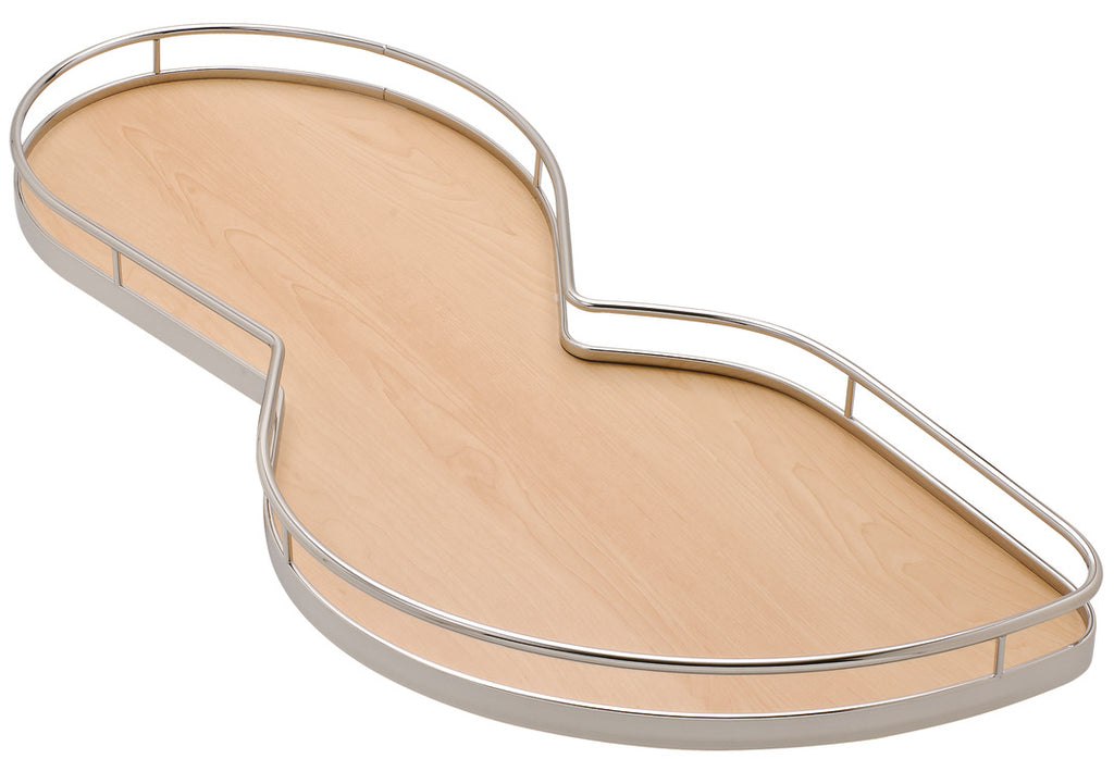 Kesseböhmer LeMans II Set 541.32.151 for Blind Corner Cabinets with Soft Closing and Self Closing Mechanisms, with Non-slip Effect, Swings Left, Chrome/Maple, 2 x 50 Shape Trays - 541.32.151