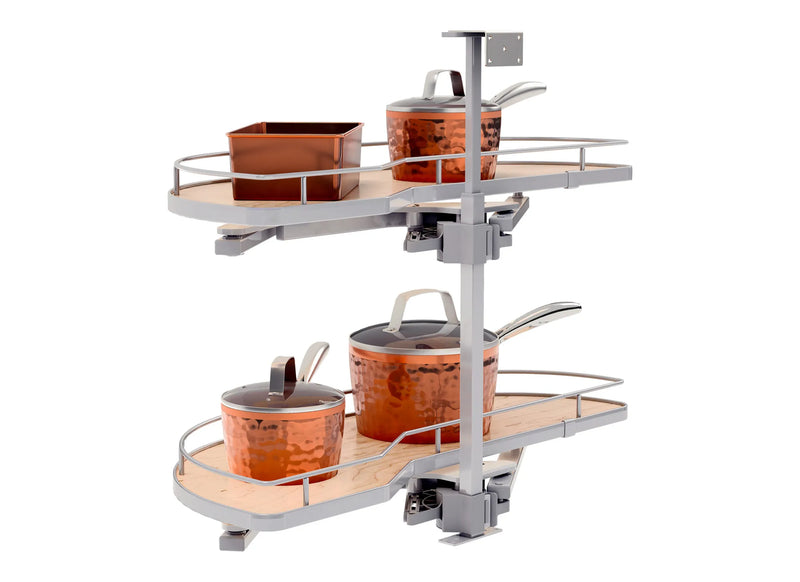 Rev-A-Shelf Maple Two-Tier Girasolo w/ Soft Close and Chrome Accents for 15" Left Opening/Blind Right Corner cabinets 587-15-LMP