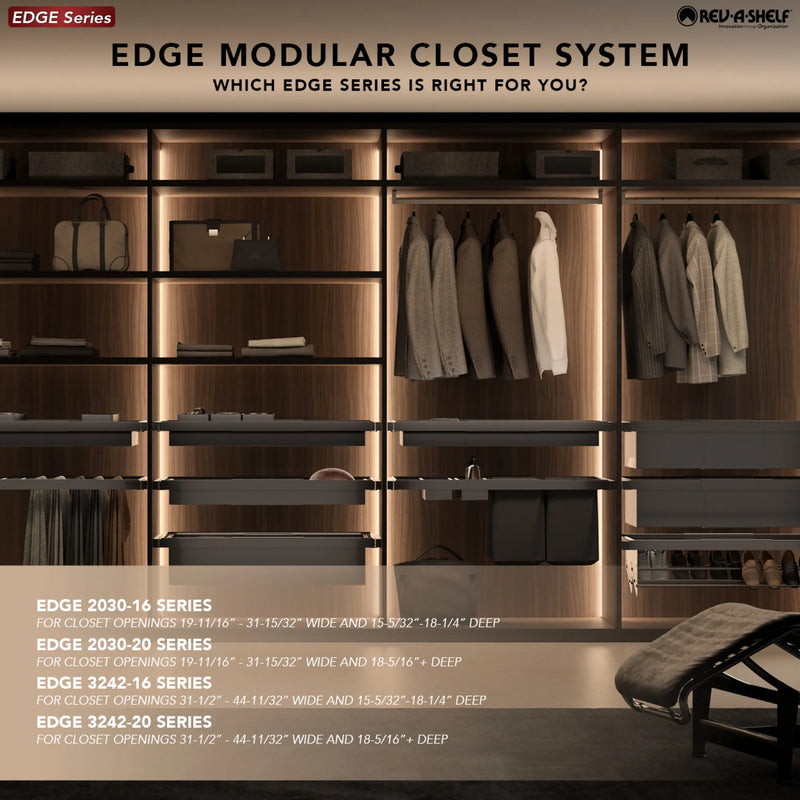 Rev-A-Shelf EDGE Collection 31-1/2" - 42-1/4" Adjustable Rollout Edge Frame - 16" Depth - 5E100-3242-16-1