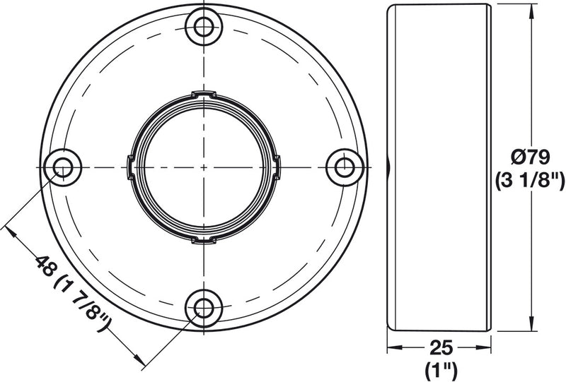 Hafele 637.76.344 Screw Mounted Round Mounting Plate, for Häfele AXILO®