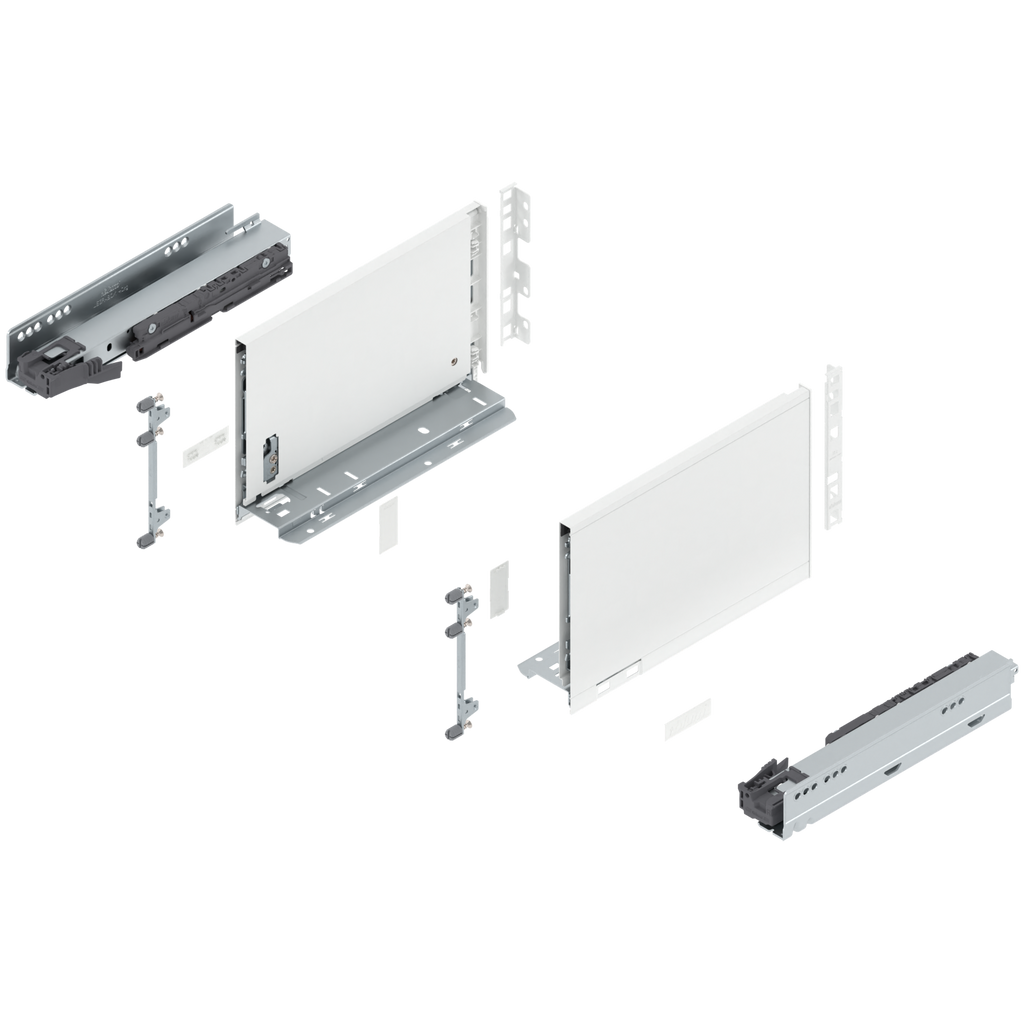 Blum LEGRABOX C Height (7") V1 Packaging Set - 11" (270mm) - 125lb - Silk White (SW-M) - 770C27S0S