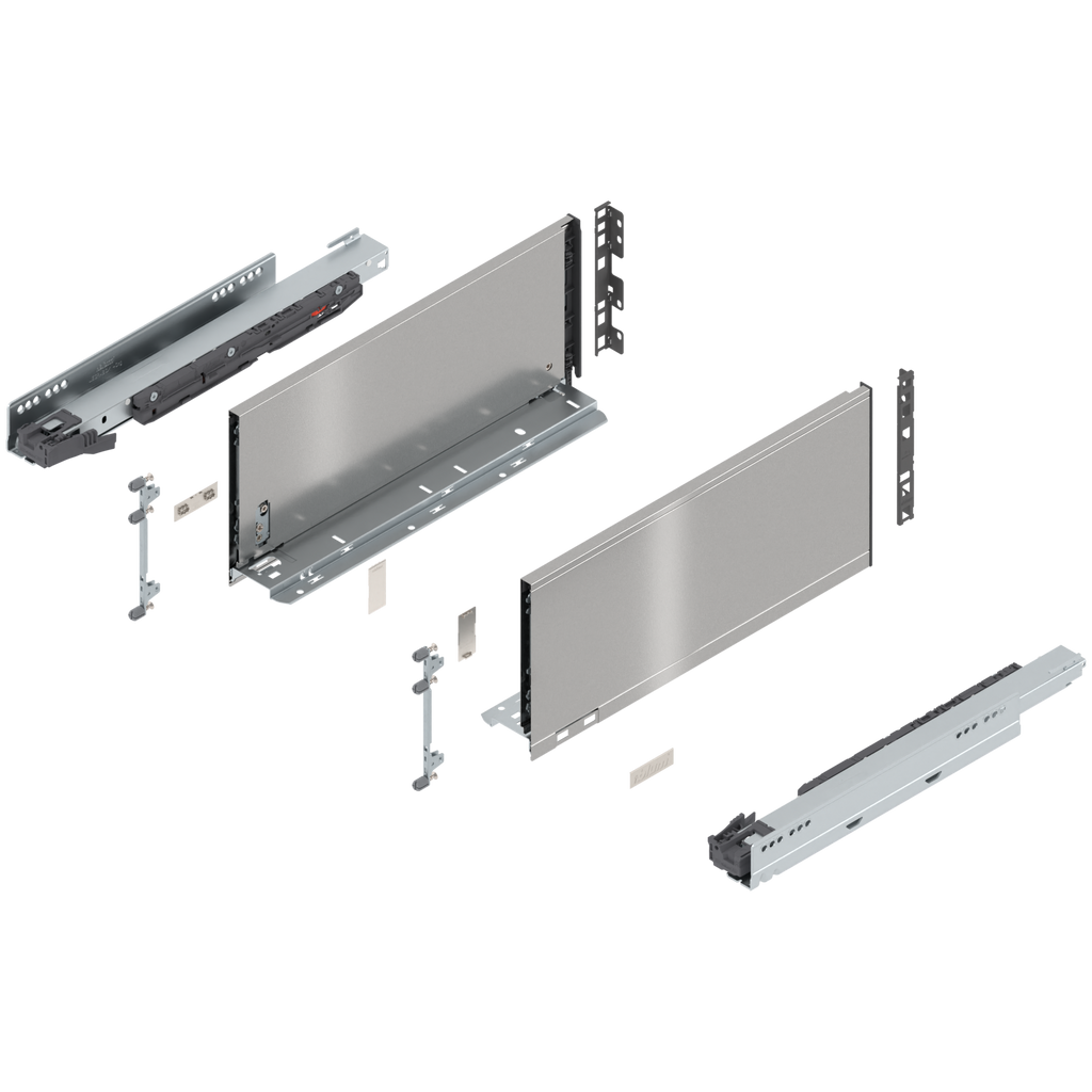 Blum LEGRABOX C Height (7") V1 Packaging Set - 16" (400mm) - 125lb - Stainless Steel (INGL) - 770C40S0I