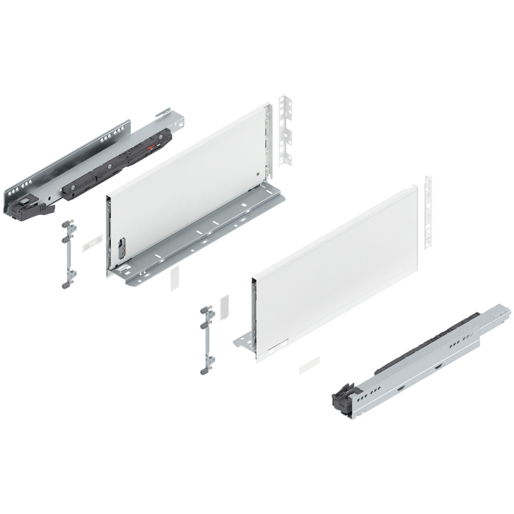 Blum LEGRABOX C Height (7") V1 Packaging Set - 16" (400mm) - 125lb - Silk White (SW-M) - 770C40S0S