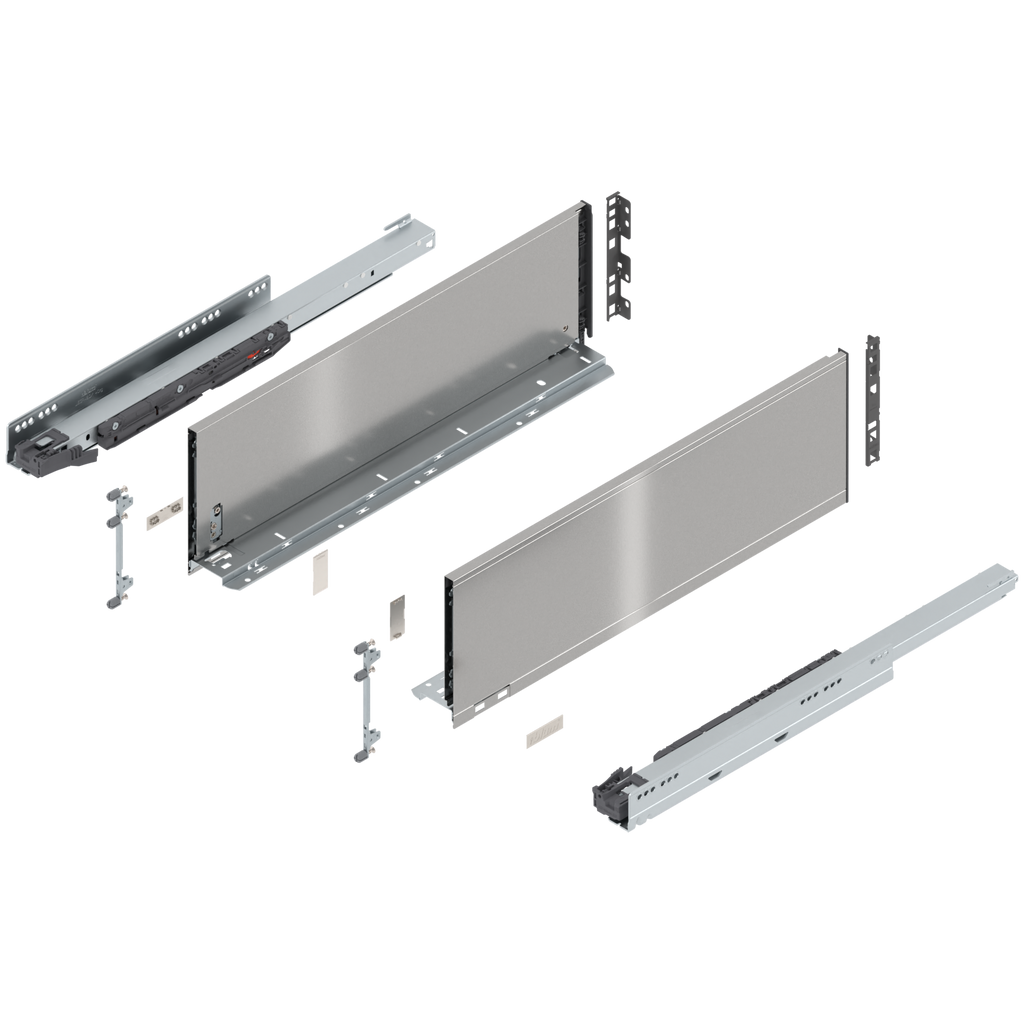 Blum LEGRABOX C Height (7") V1 Packaging Set - 22" (550mm) - 125lb - Stainless Steel (INGL) - 770C55S0I