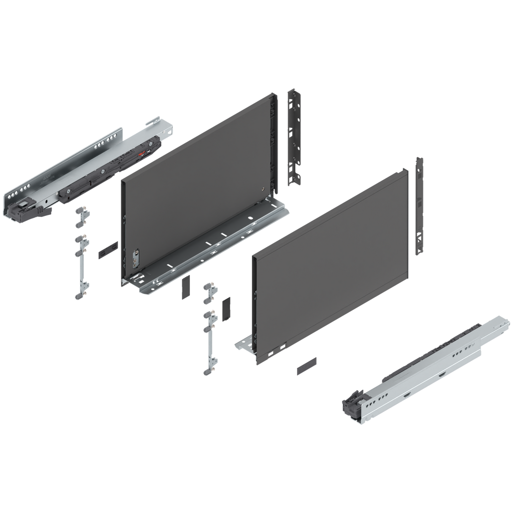 Blum LEGRABOX F Height (9-1/2") V1 Packaging Set - 16" (400mm) - 125lb - Orion Gray (OG-M) - 770F40S0S
