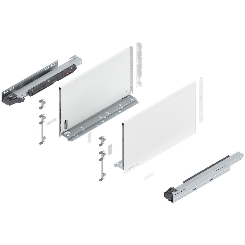 Blum LEGRABOX F Height (9-1/2") V1 Packaging Set - 16" (400mm) - 125lb - Silk White (SW-M) - 770F40S0S