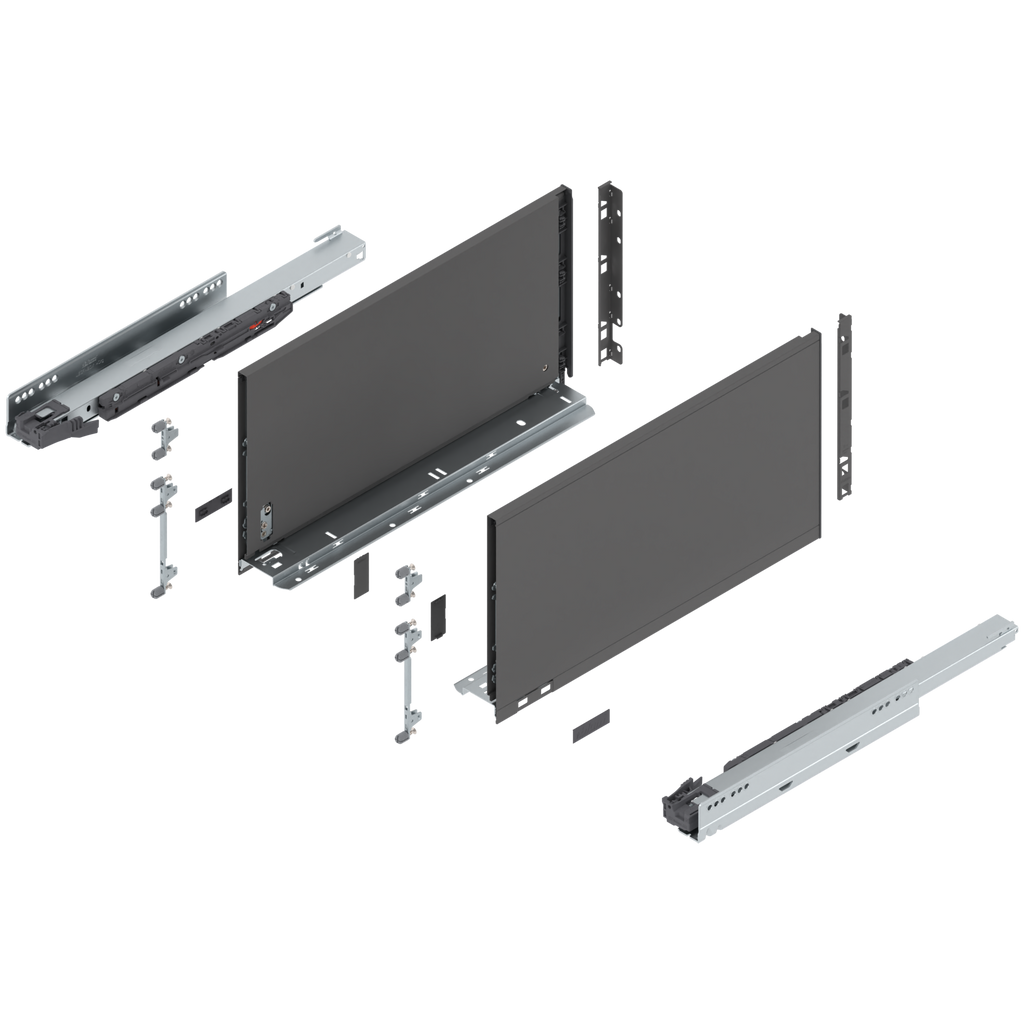 Blum LEGRABOX F Height (9-1/2") V1 Packaging Set - 18" (450mm) - 125lb - Orion Gray (OG-M) - 770F45S0S