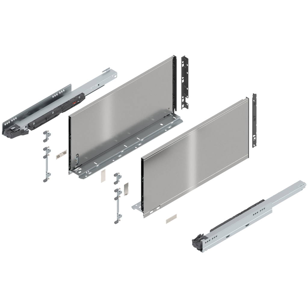 Blum LEGRABOX F Height (9-1/2") V1 Packaging Set - 20" (500mm) - 125lb - Stainless Steel (INGL) - 770F50S0I