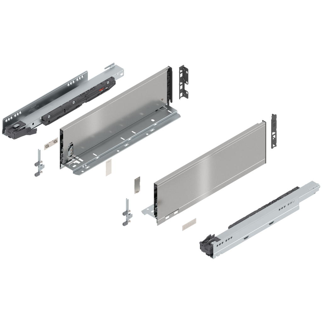 Blum LEGRABOX K Height (5-1/16") V1 Packaging Set - 16" (400mm) - 125lb - Stainless Steel (INGL) - 770K40S0I